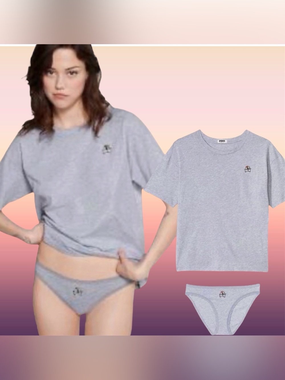 NEW X-SMALL PINK SLEEP SHORT SLEEVE TEE & PANTY SET